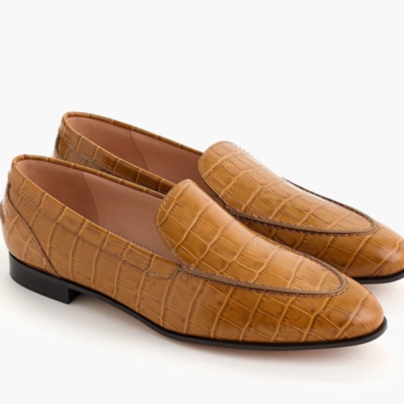 J Crew Academy loafers in crocodile-embossed leather Brown Tan (9) - Picture 1 of 4